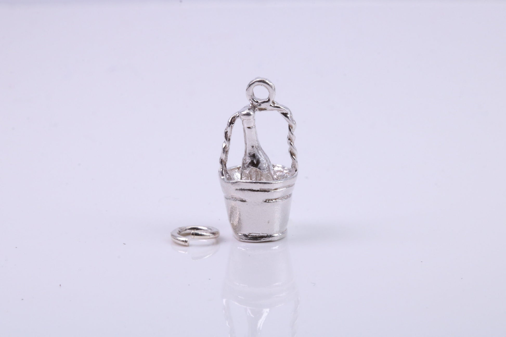 Champagne Bucket Charm, Traditional Charm, Made from Solid 925 Grade Sterling Silver, Complete with Attachment Link