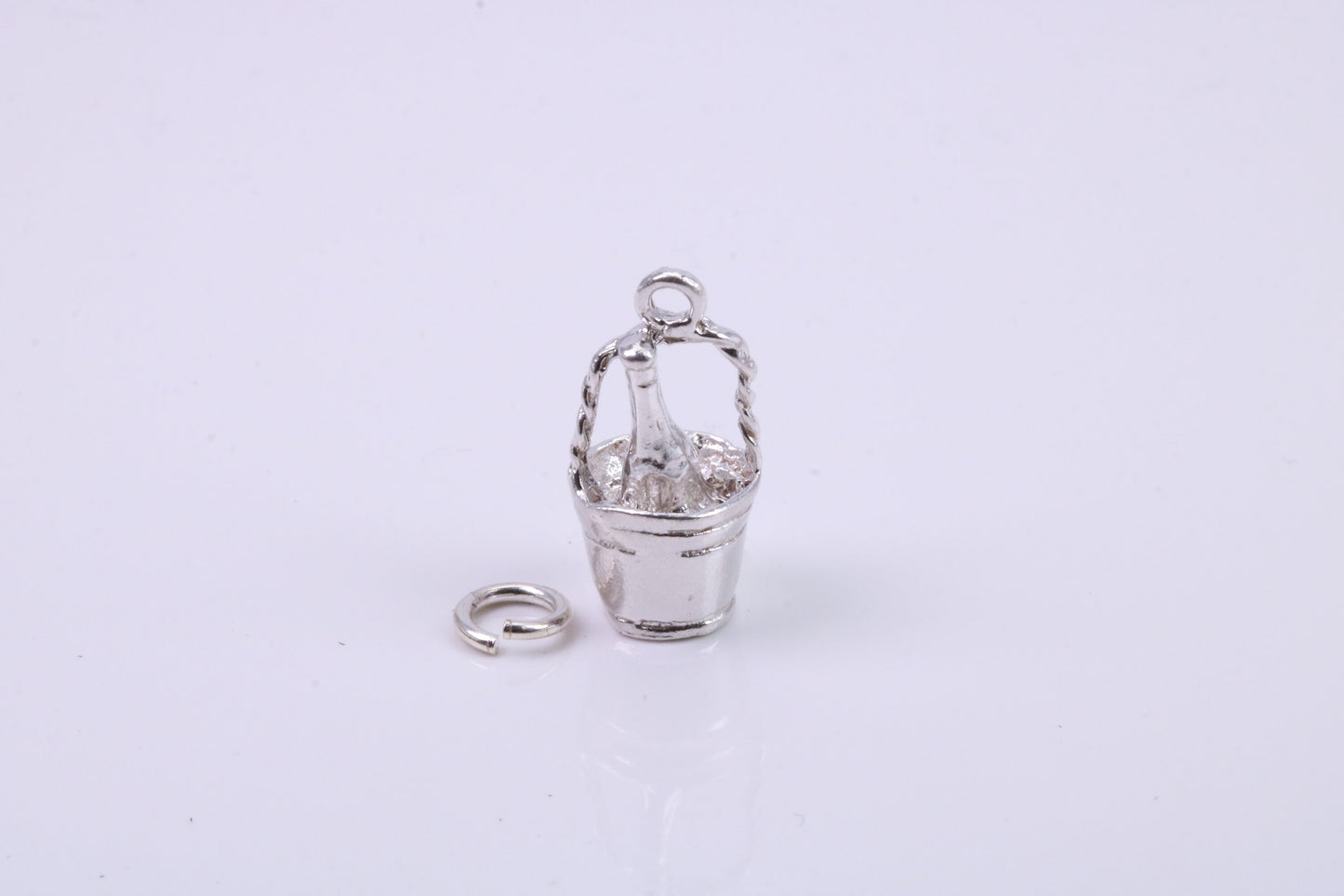 Champagne Bucket Charm, Traditional Charm, Made from Solid 925 Grade Sterling Silver, Complete with Attachment Link