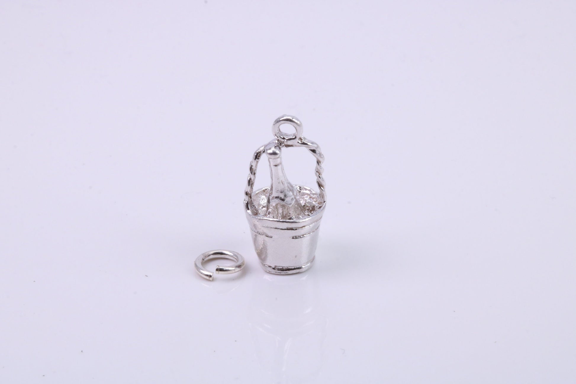 Champagne Bucket Charm, Traditional Charm, Made from Solid 925 Grade Sterling Silver, Complete with Attachment Link