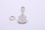 Guitar Charm, Traditional Charm, Made from Solid 925 Grade Sterling Silver, Complete with Attachment Link