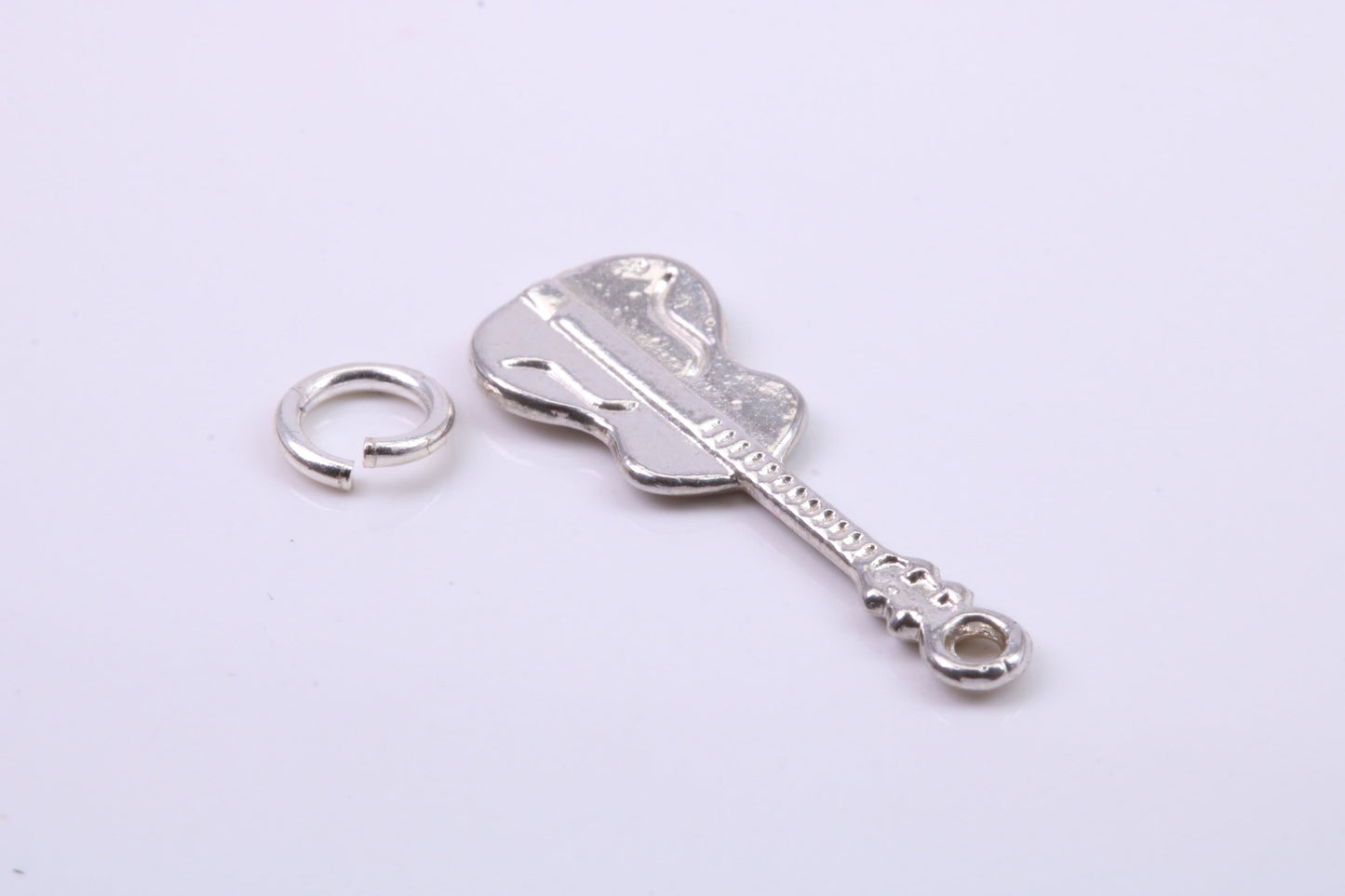 Guitar Charm, Traditional Charm, Made from Solid 925 Grade Sterling Silver, Complete with Attachment Link