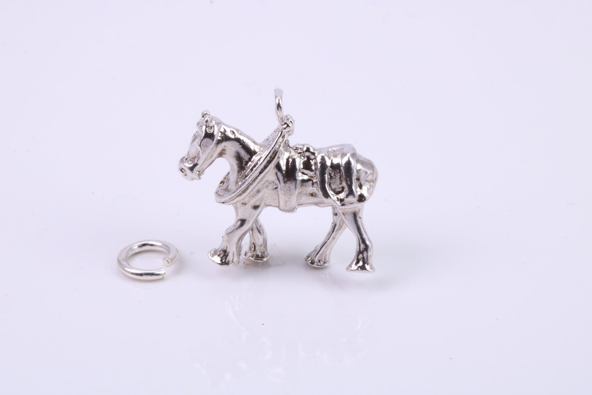 Farming Horse Charm, Traditional Charm, Made from Solid 925 Grade Sterling Silver, Complete with Attachment Link