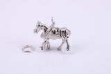 Farming Horse Charm, Made from Solid Cast 925 Grade Sterling Silver, Complete with Attachment Link