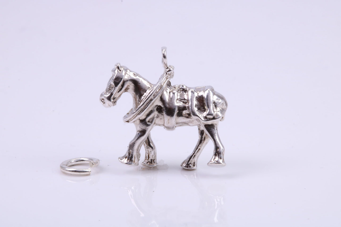 Farming Horse Charm, Traditional Charm, Made from Solid 925 Grade Sterling Silver, Complete with Attachment Link