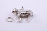 Farming Horse Charm, Made from Solid Cast 925 Grade Sterling Silver, Complete with Attachment Link