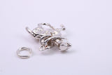 Jockey on Horse Charm, Traditional Charm, Made from Solid Cast 925 Grade Sterling Silver, Complete with Attachment Link