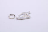 Harp Charm, Traditional Charm, Made from Solid Cast 925 Grade Sterling Silver, Complete with Attachment Link
