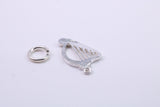 Harp Charm, Traditional Charm, Made from Solid Cast 925 Grade Sterling Silver, Complete with Attachment Link