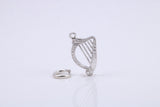 Harp Charm, Traditional Charm, Made from Solid Cast 925 Grade Sterling Silver, Complete with Attachment Link