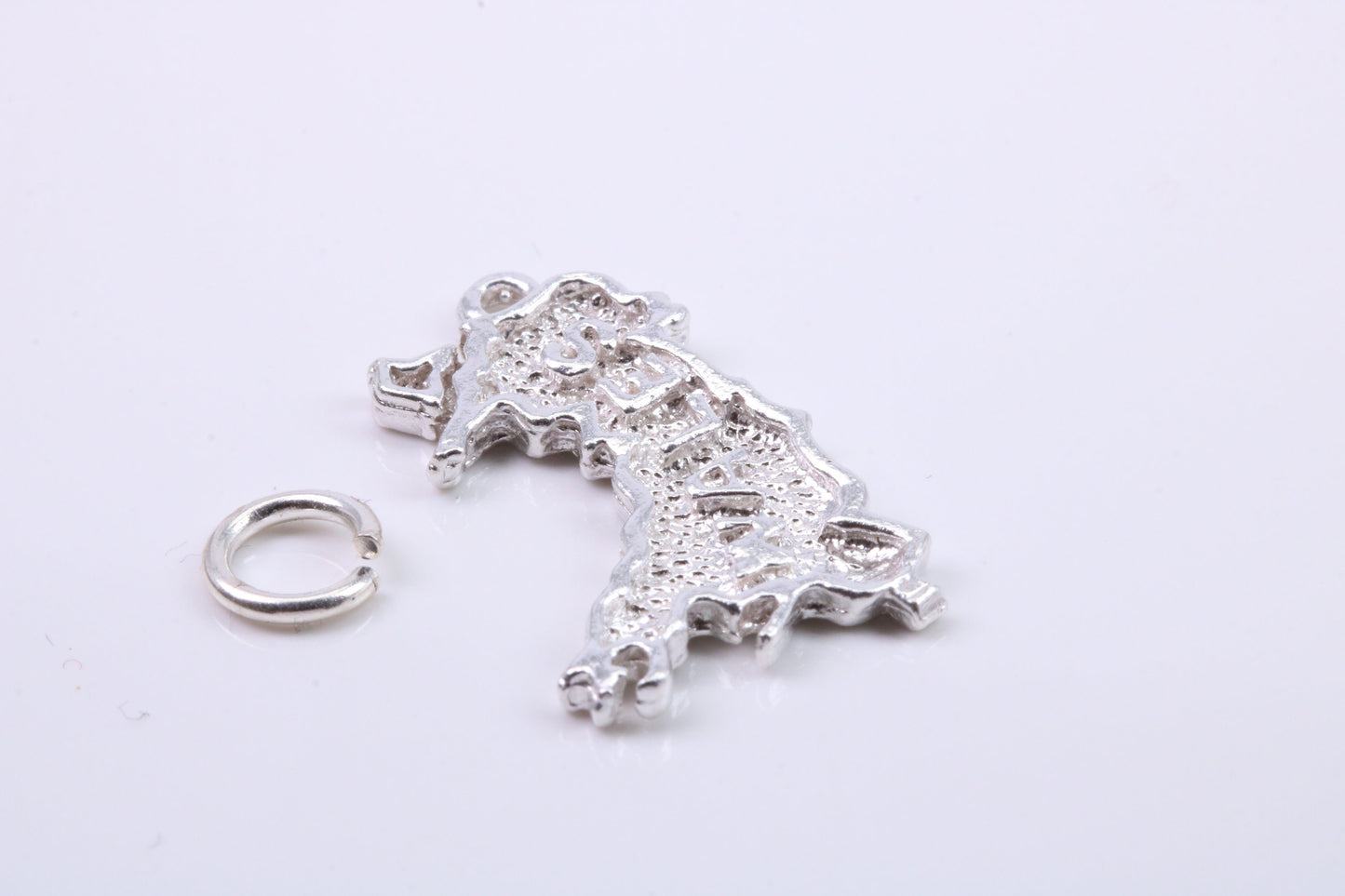 Map of Wales Charm, Traditional Charm, Made from Solid 925 Grade Sterling Silver, Complete with Attachment Link