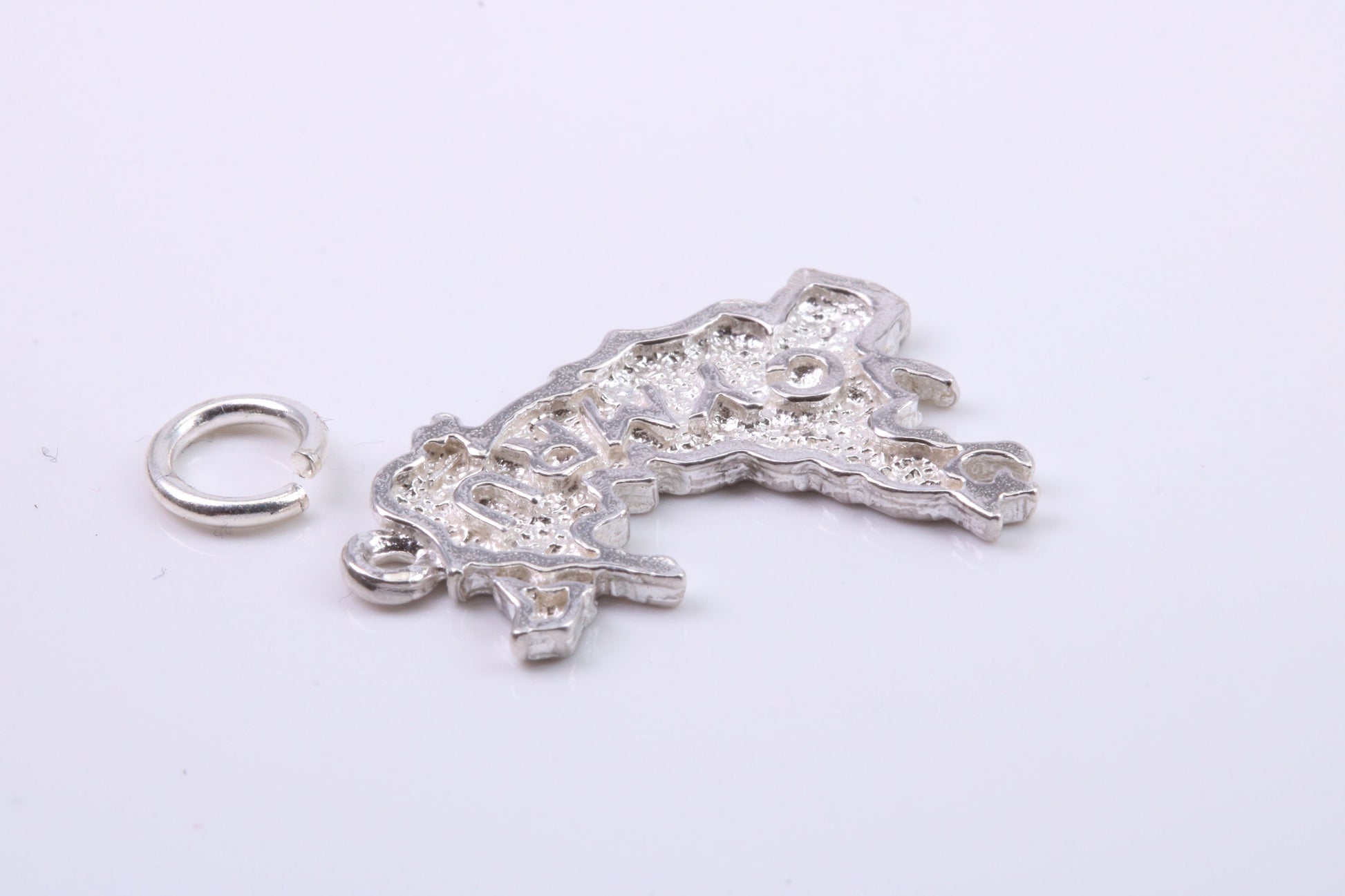 Map of Cymru Charm, Traditional Charm, Made from Solid 925 Grade Sterling Silver, Complete with Attachment Link