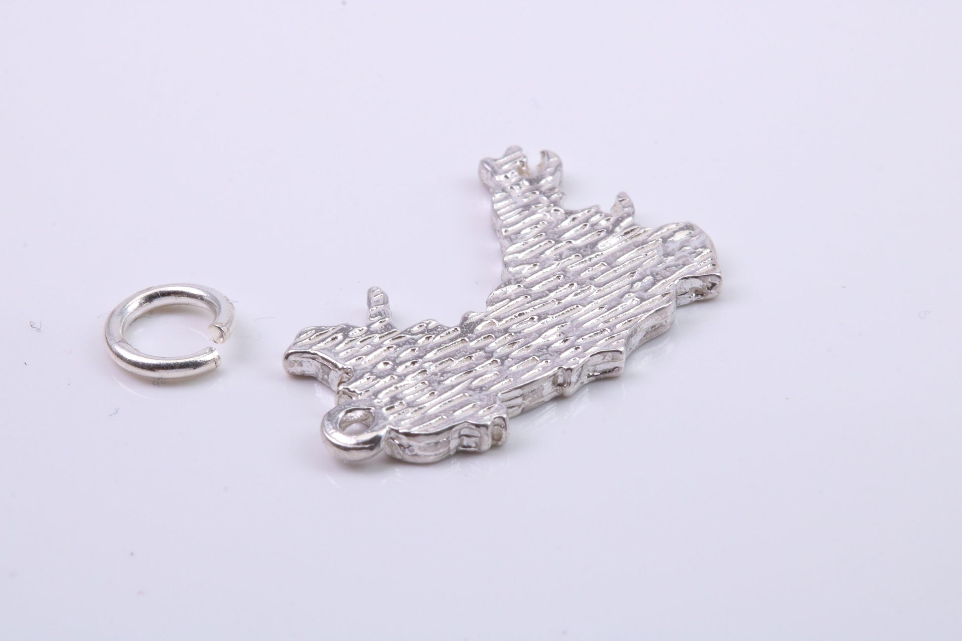 Map of Cymru Charm, Traditional Charm, Made from Solid 925 Grade Sterling Silver, Complete with Attachment Link