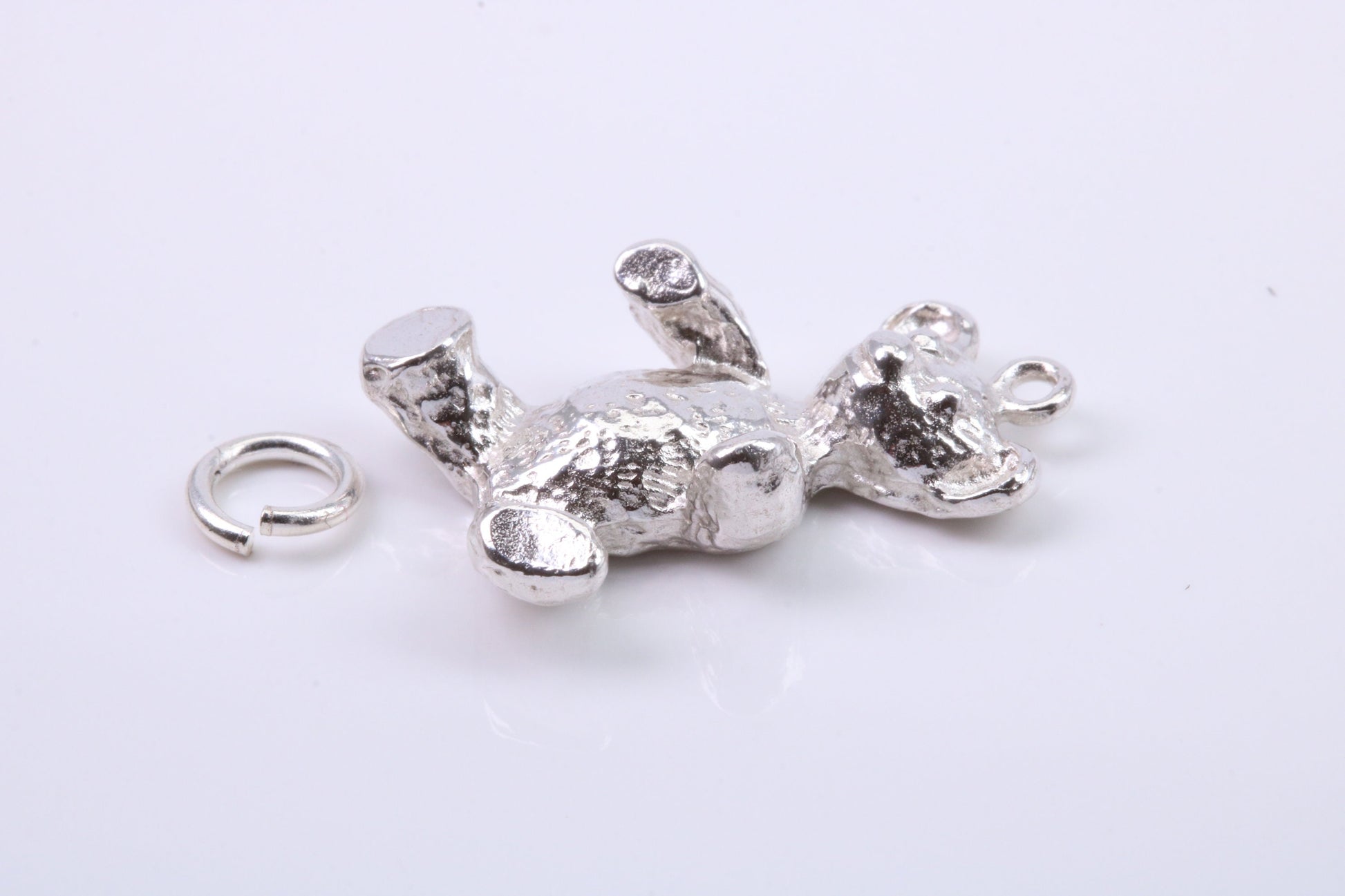 Teddy Bear Charm, Traditional Charm, Made from Solid 925 Grade Sterling Silver, Complete with Attachment Link