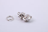 Gollum Charm, Traditional Charm, Made from Solid Cast 925 Grade Sterling Silver, Complete with Attachment Link