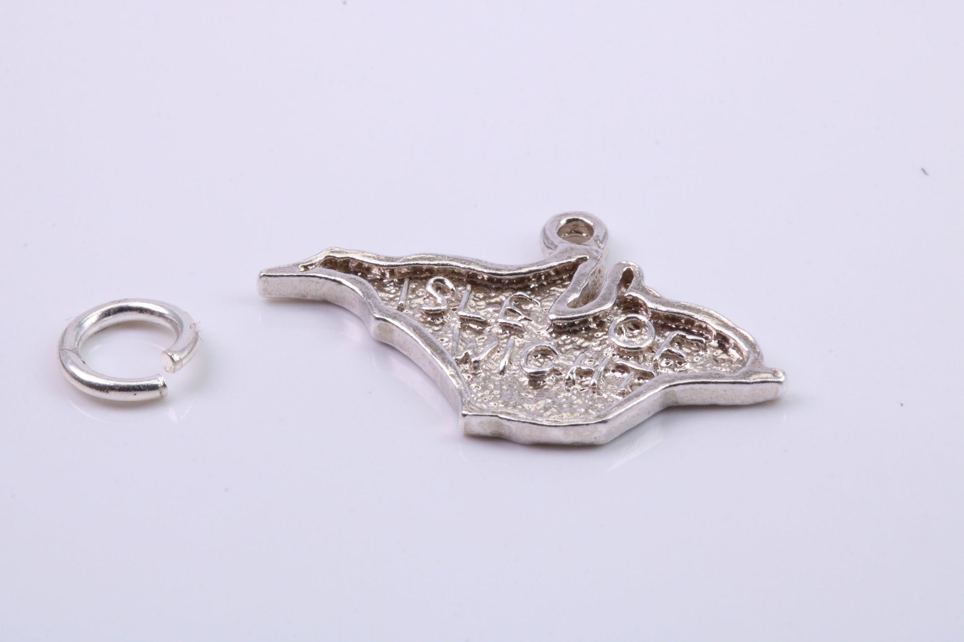 Map of Isle of White Charm, Traditional Charm, Made from Solid 925 Grade Sterling Silver, Complete with Attachment Link