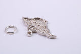 Map of Isle of White Charm, Traditional Charm, Made from Solid 925 Grade Sterling Silver, Complete with Attachment Link