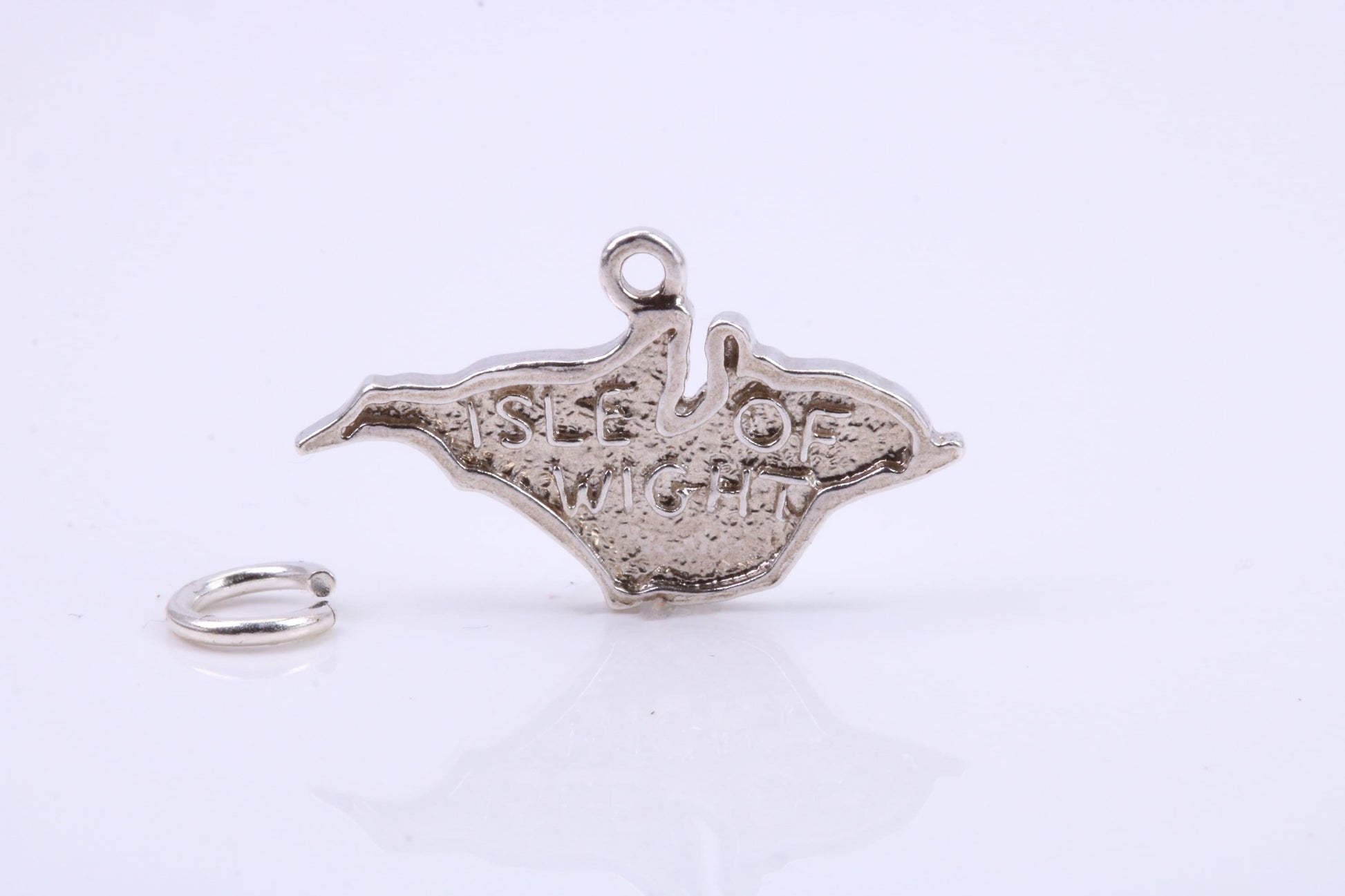 Map of Isle of White Charm, Traditional Charm, Made from Solid 925 Grade Sterling Silver, Complete with Attachment Link
