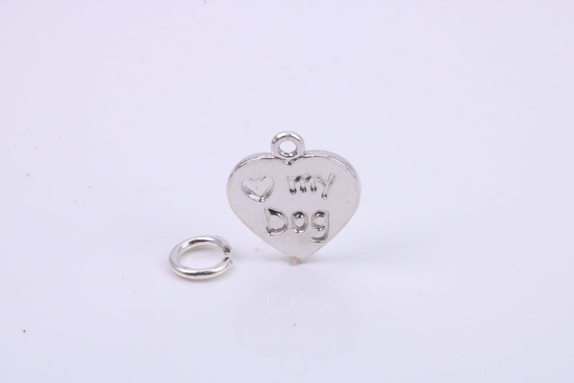 Love My Dog Charm, Traditional Charm, Made from Solid 925 Grade Sterling Silver, Complete with Attachment Link