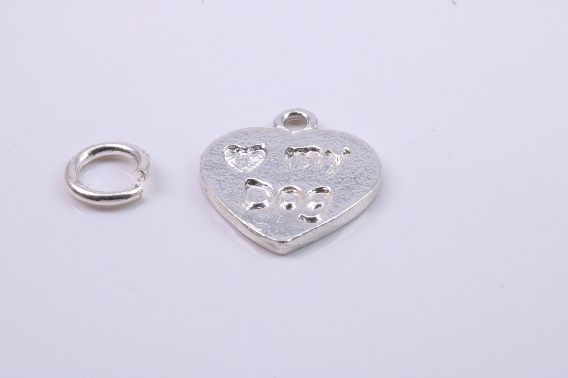 Love My Dog Charm, Traditional Charm, Made from Solid 925 Grade Sterling Silver, Complete with Attachment Link