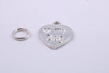Love My Dog Charm, Traditional Charm, Made from Solid Cast 925 Grade Sterling Silver, Complete with Attachment Link