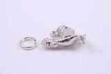 Cockerel Charm, Traditional Charm, Made from Solid Cast 925 Grade Sterling Silver, Complete with Attachment Link
