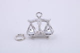 Libra Zodiac Sign Charm, Traditional Charm, Made from Solid 925 Grade Sterling Silver, Complete with Attachment Link