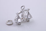Libra Zodiac Sign Charm, Traditional Charm, Made from Solid 925 Grade Sterling Silver, Complete with Attachment Link