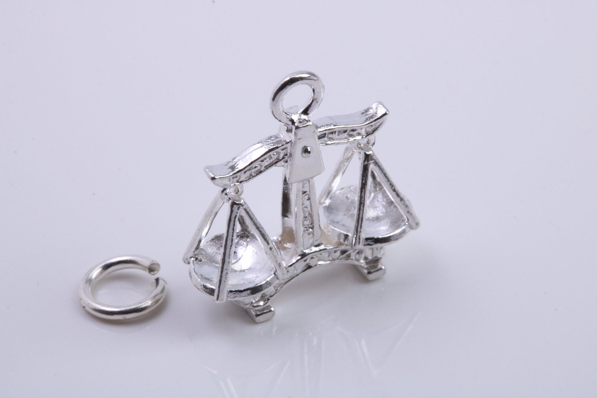 Libra Zodiac Sign Charm, Traditional Charm, Made from Solid 925 Grade Sterling Silver, Complete with Attachment Link