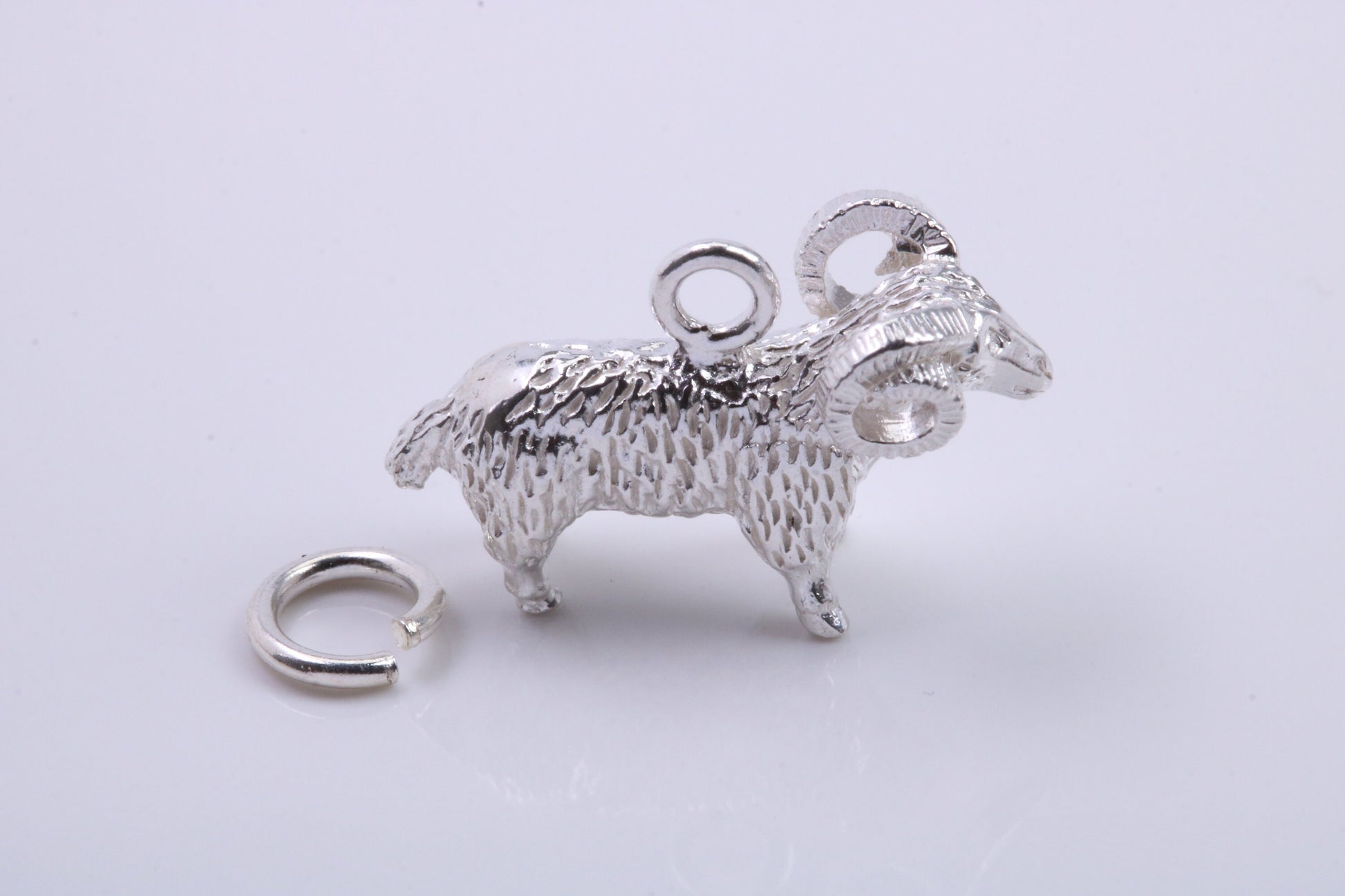 Aries Zodiac Sign Charm, Traditional Charm, Made from Solid 925 Grade Sterling Silver, Complete with Attachment Link