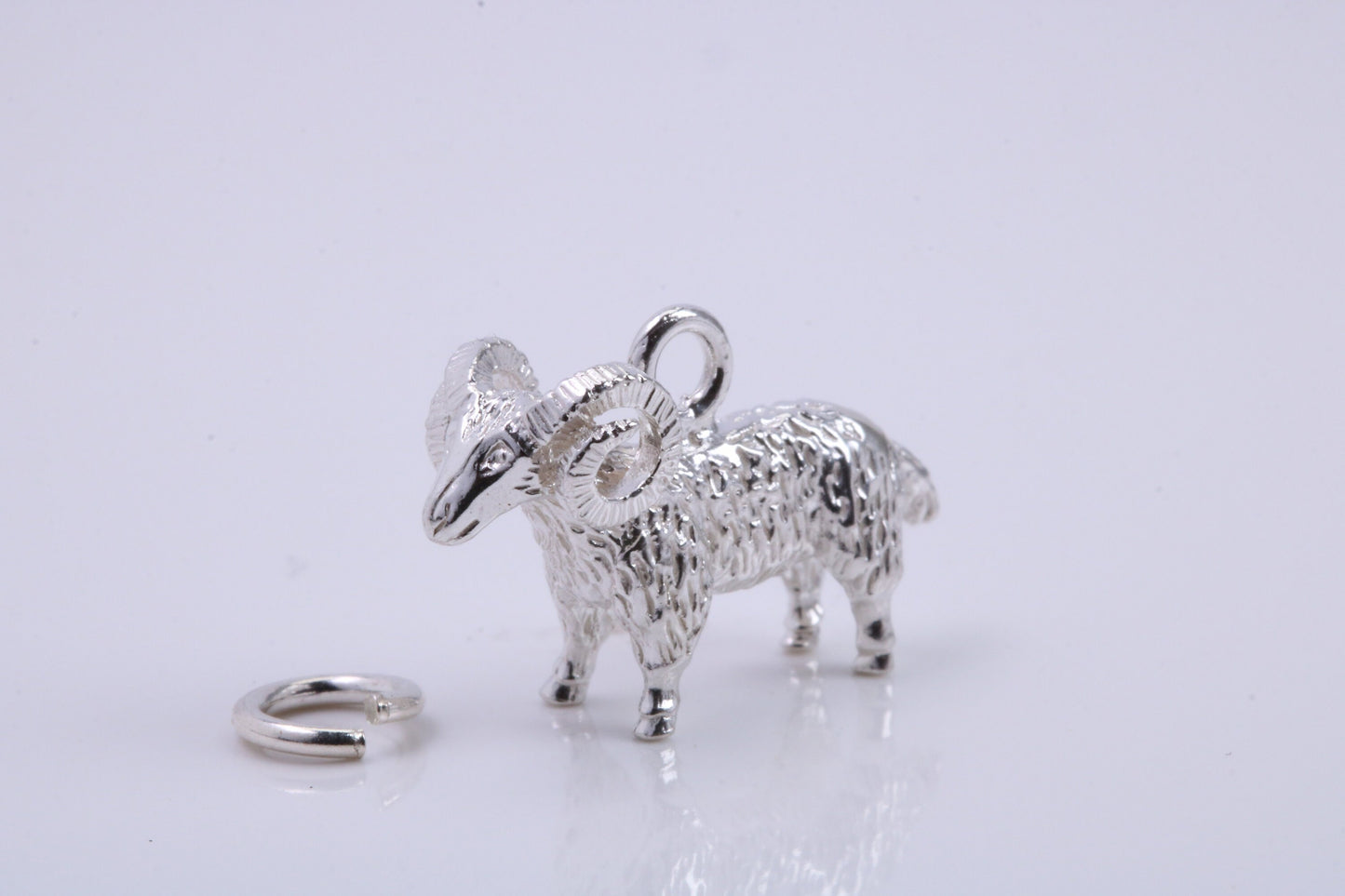 Aries Zodiac Sign Charm, Traditional Charm, Made from Solid 925 Grade Sterling Silver, Complete with Attachment Link