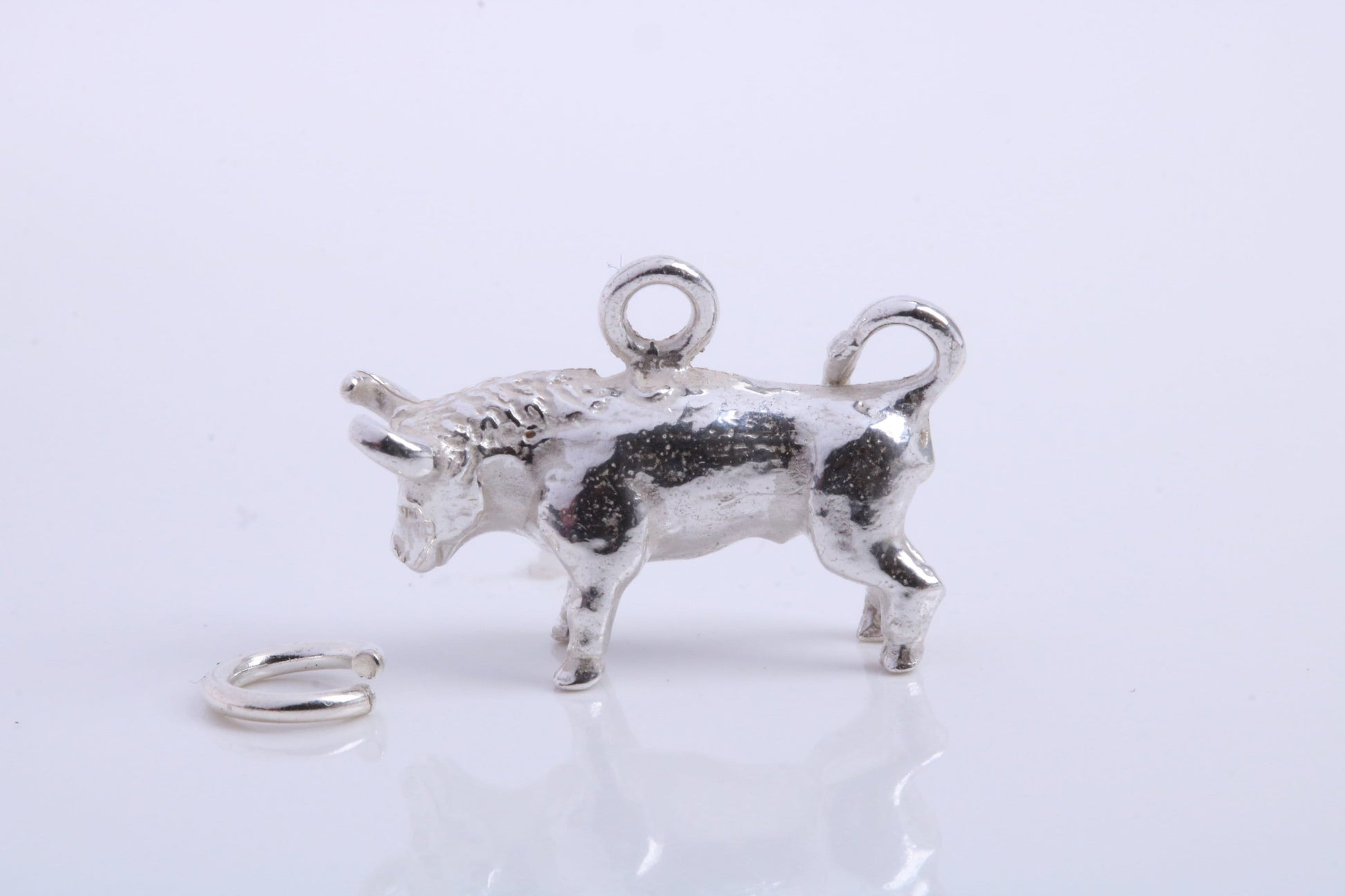 Taurus Zodiac Sign Charm, Traditional Charm, Made from Solid 925 Grade Sterling Silver, Complete with Attachment Link