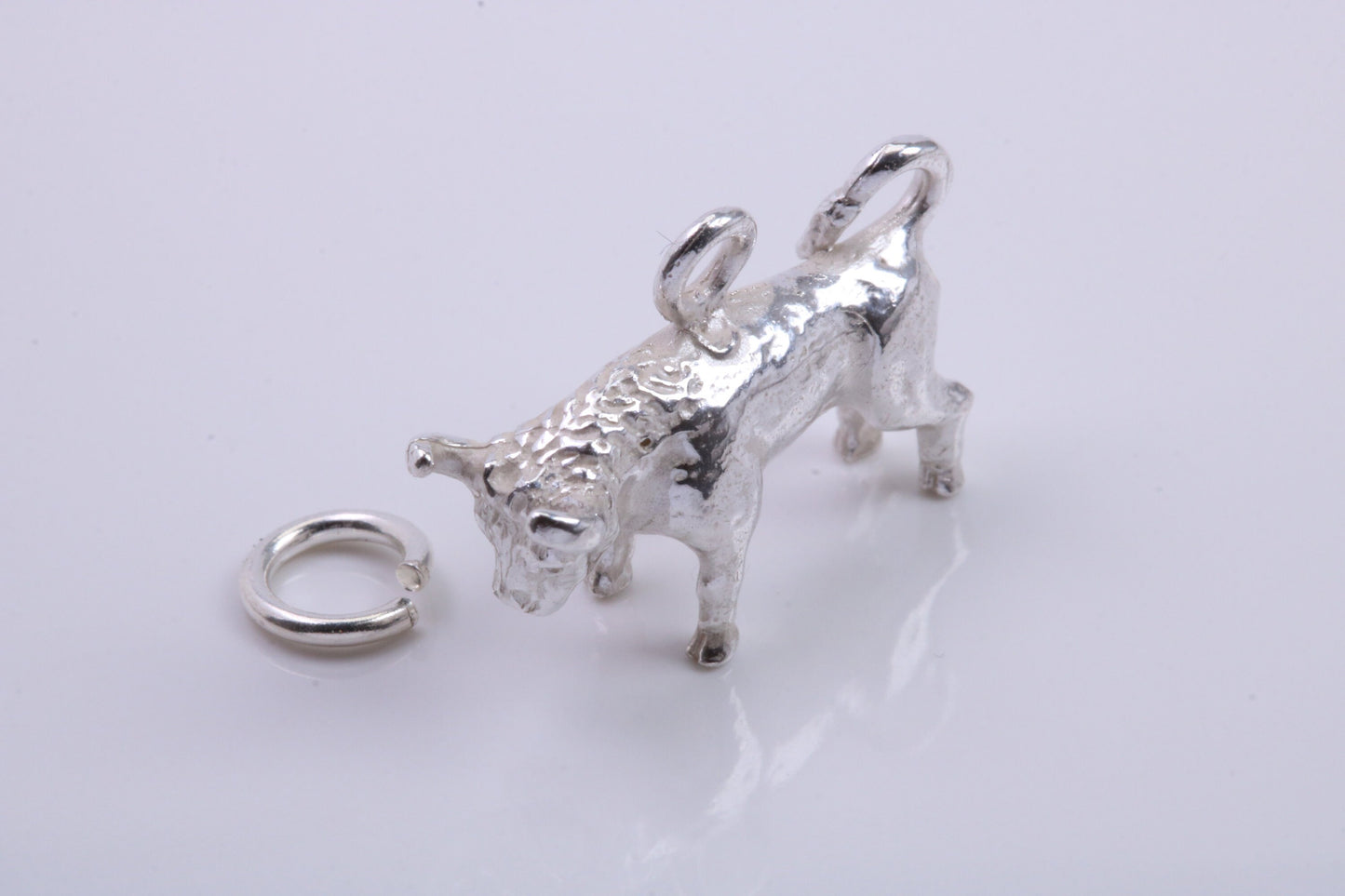 Taurus Zodiac Sign Charm, Traditional Charm, Made from Solid 925 Grade Sterling Silver, Complete with Attachment Link