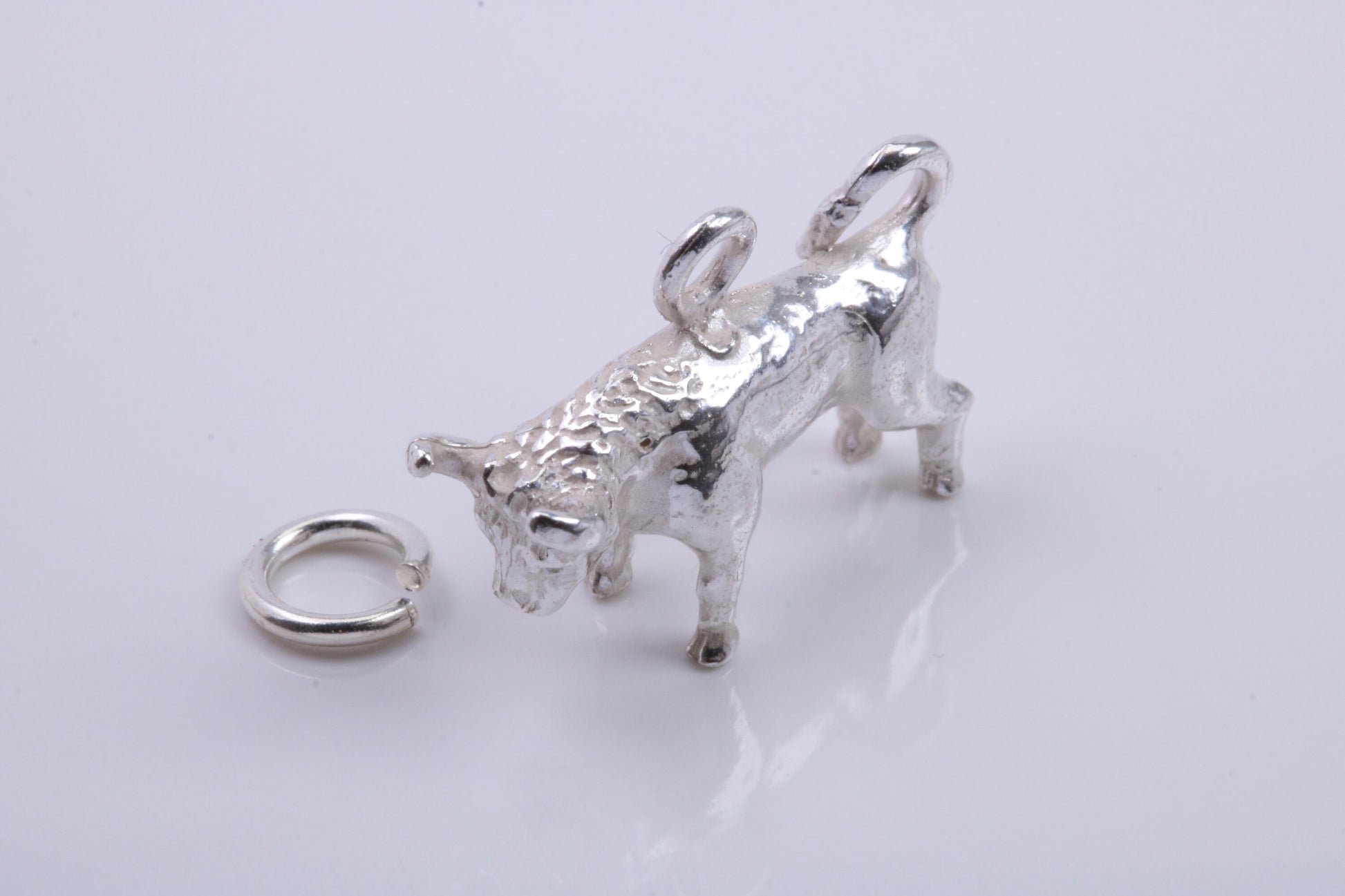 Taurus Zodiac Sign Charm, Traditional Charm, Made from Solid 925 Grade Sterling Silver, Complete with Attachment Link