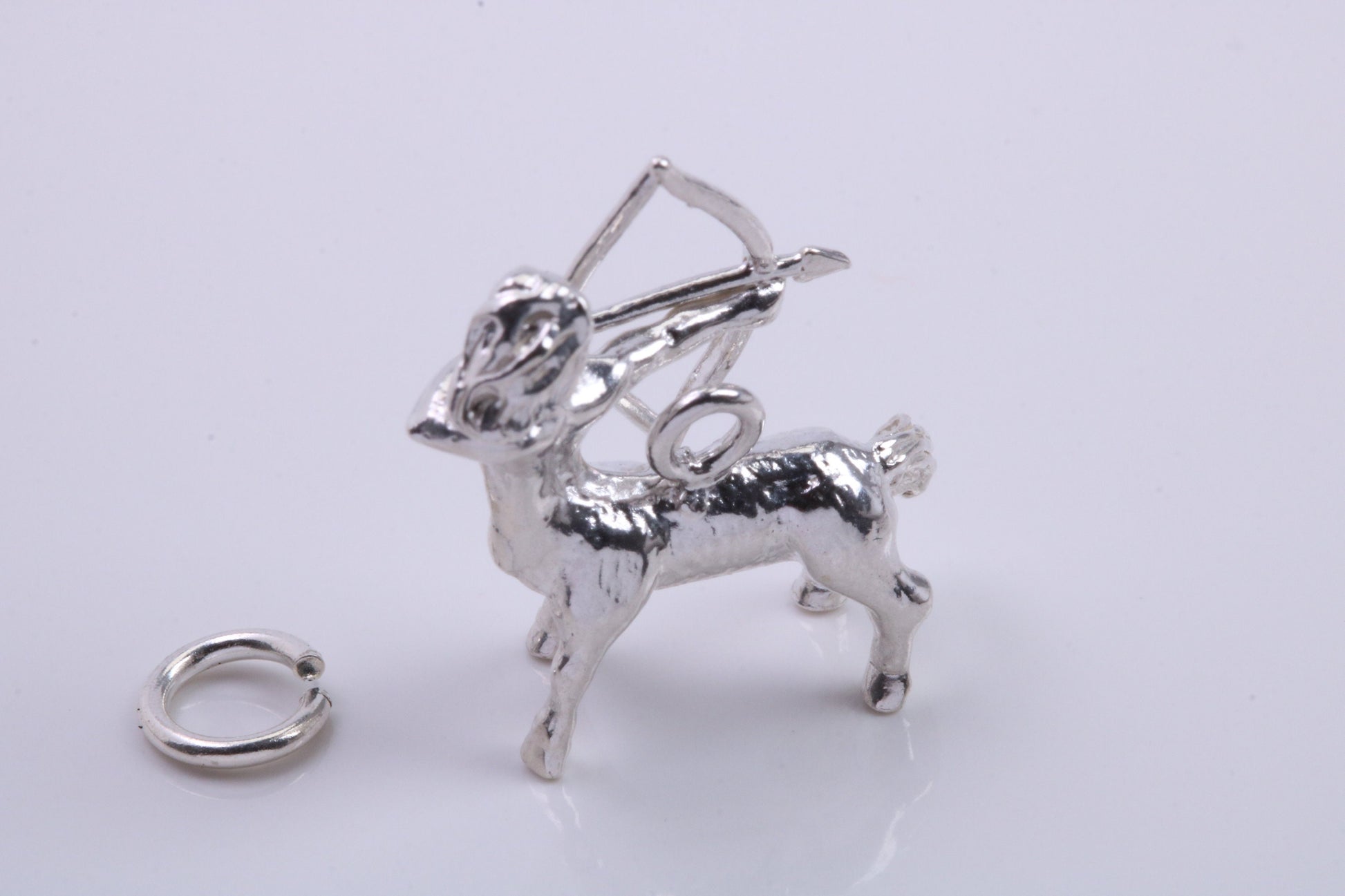 Sagittarius Zodiac Sign Charm, Traditional Charm, Made from Solid 925 Grade Sterling Silver, Complete with Attachment Link