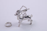 Sagittarius Zodiac Sign Charm, Traditional Charm, Made from Solid 925 Grade Sterling Silver, Complete with Attachment Link