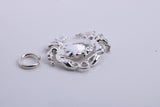 Cancer Zodiac Sign Charm, Traditional Charm, Made from Solid 925 Grade Sterling Silver, Complete with Attachment Link