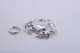 Cancer Zodiac Sign Charm, Traditional Charm, Made from Solid 925 Grade Sterling Silver, Complete with Attachment Link