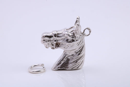 Horse Head Charm, Traditional Charm, Made from Solid 925 Grade Sterling Silver, Complete with Attachment Link