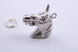 Horse Head Charm, Traditional Charm, Made from Solid 925 Grade Sterling Silver, Complete with Attachment Link