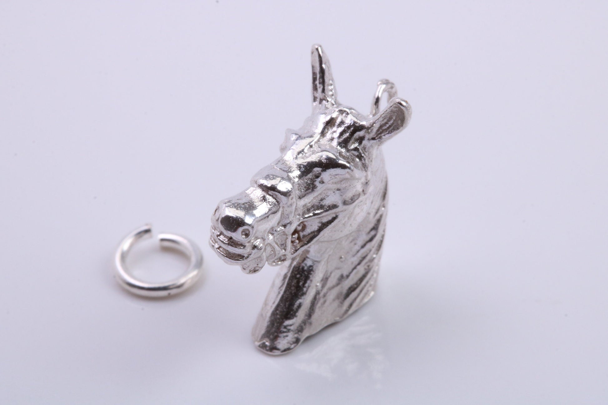Horse Head Charm, Traditional Charm, Made from Solid 925 Grade Sterling Silver, Complete with Attachment Link