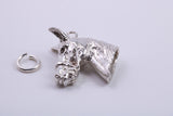 Horse Head Charm, Traditional Charm, Made from Solid 925 Grade Sterling Silver, Complete with Attachment Link