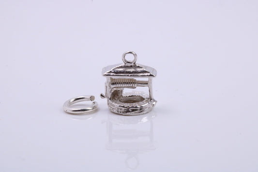 Water Well Charm, Traditional Charm, Made from Solid 925 Grade Sterling Silver, Complete with Attachment Link