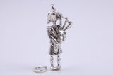 Scottish Bagpiper Charm, Traditional Charm, Made from Solid 925 Grade Sterling Silver, Complete with Attachment Link