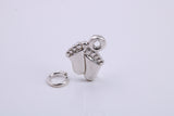 Feets Charm, Traditional Charm, Made from Solid 925 Grade Sterling Silver, Complete with Attachment Link