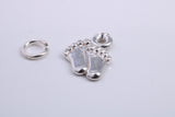 Feets Charm, Traditional Charm, Made from Solid 925 Grade Sterling Silver, Complete with Attachment Link