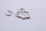 Feets Charm, Traditional Charm, Made from Solid 925 Grade Sterling Silver, Complete with Attachment Link