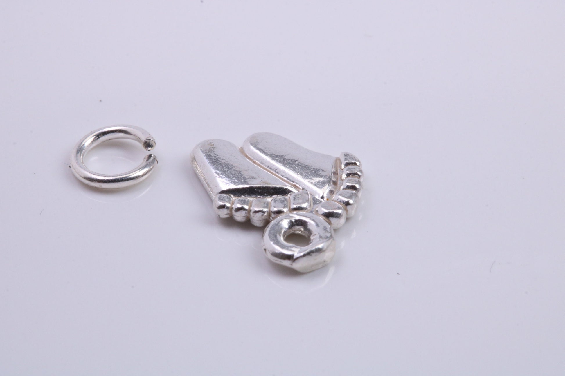 Feets Charm, Traditional Charm, Made from Solid 925 Grade Sterling Silver, Complete with Attachment Link