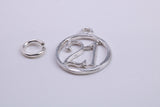 21st Birthday Charm, Traditional Charm, Made from Solid 925 Grade Sterling Silver, Complete with Attachment Link