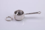 Sauce Pan Charm, Made from Solid Cast Silver, Complete with Attachment Link