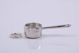 Sauce Pan Charm, Made from Solid Cast Silver, Complete with Attachment Link